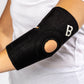 Black Bio Magnetic Elbow Support side view of the flexibility hole. 