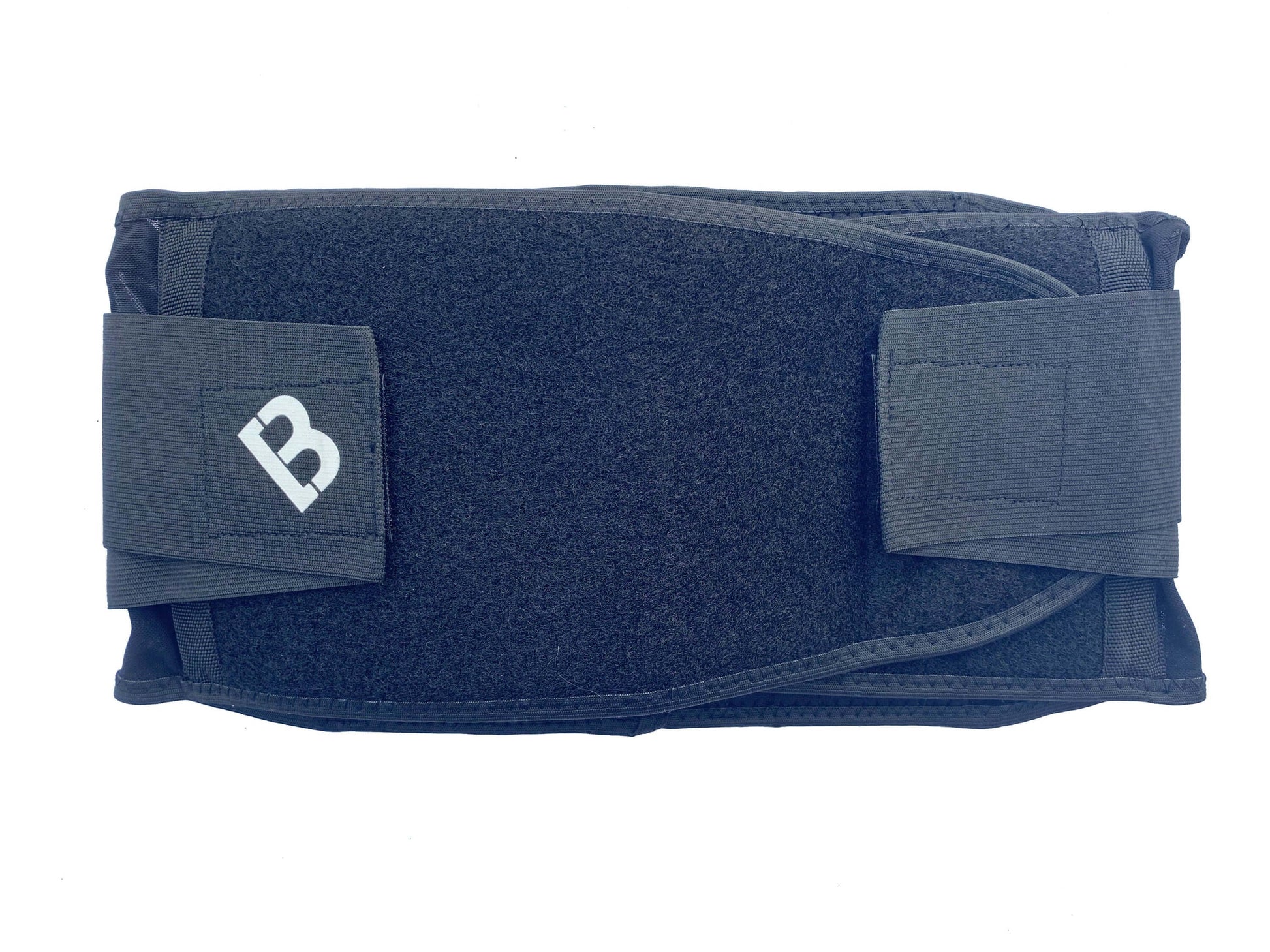 The Bio Magnetic Back Support laying flat with all of it's adhesive closures in place and fastened securely. You can see the fabric that the magnetic back support is made of and the high quality.