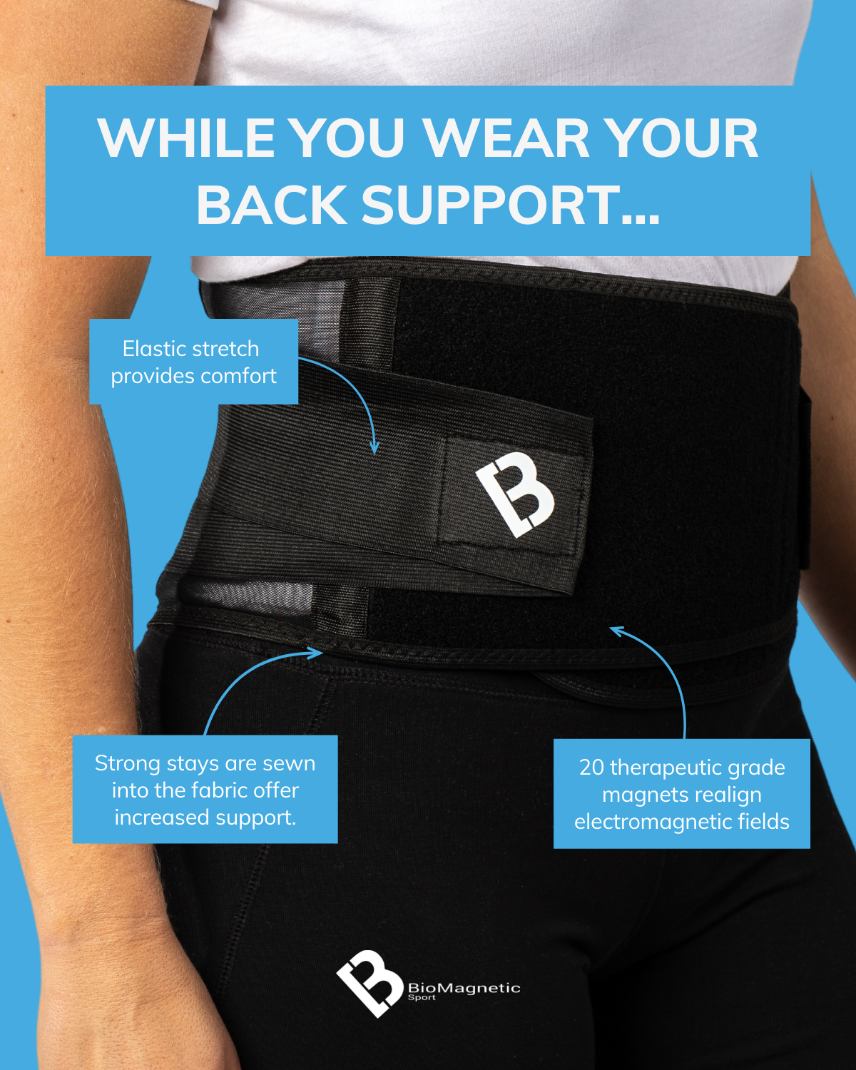 Magnetic Back Support Belt (Small to Plus Size)