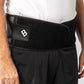 Middle aged man wearing a BioMagnetic Back Support belt image from the front showing the front closure and vented sides for breathability. 